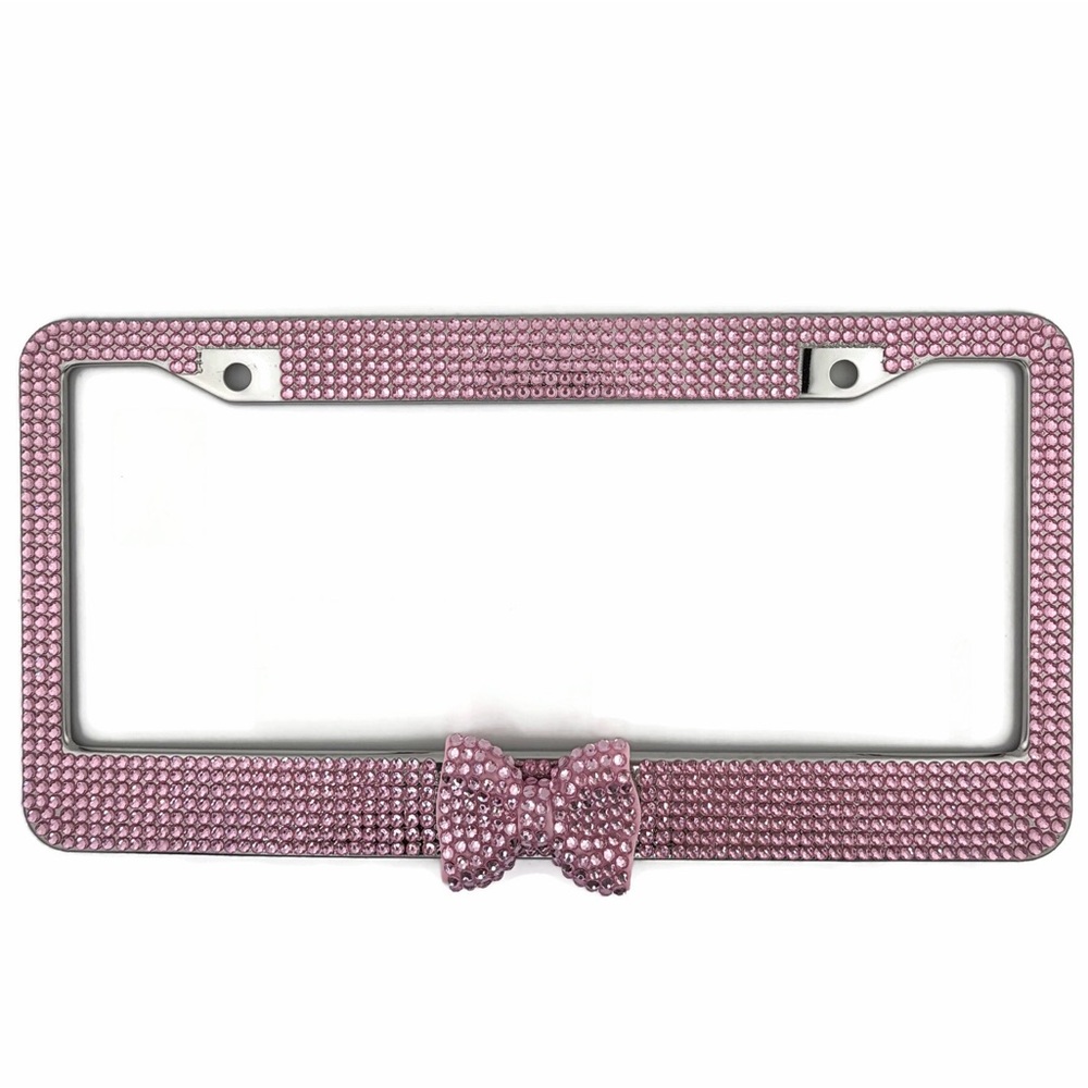Rhinestone Pink Bow License Plate Frame